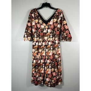 Joanie Clothing Tea Dress Womens 8 Dawson Rose Print Retro Inspired NEW